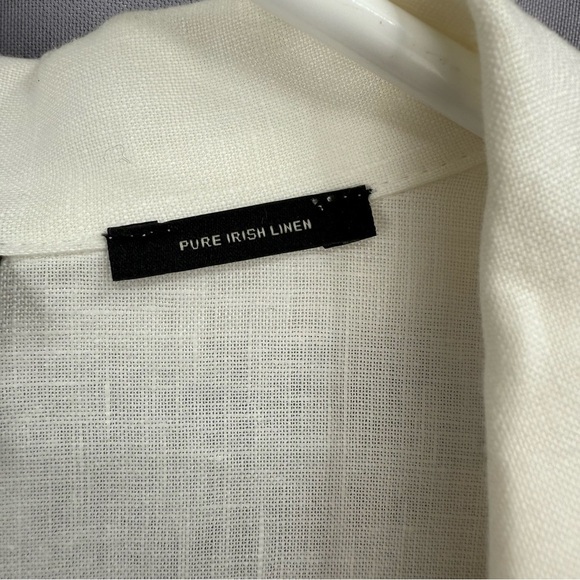 Talbots Woman Size X Ivory 100% Irish Linen Beaded Tunic Top 3/4 Sleeve - Picture 5 of 8